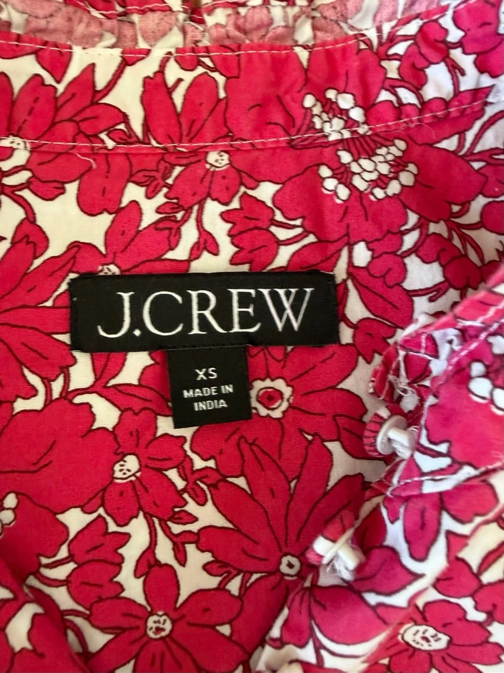 J. Crew Pink Floral Long Sleeve Popover Blouse Top XS